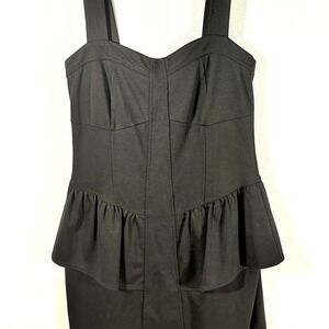 Casual Couture Black Peplum Sheath mini Dress Size M Party structured bodycon